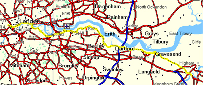 Route Shown In Yellow