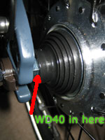 WD40 sprayed in here to stop the squeak
